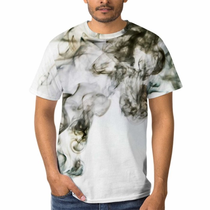 yanfind Adult Full Print T-shirts (men And Women) Abstract Aroma Art Curve Dynamic Elegant Flow form Incense Magic Motion-