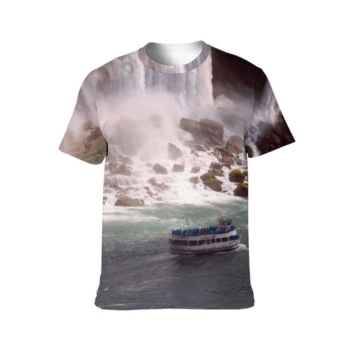 yanfind Adult Full Print T-shirts (men And Women) Landscape River Travel Motion Seascape Rock Outdoors Recreation Rainbow Foam