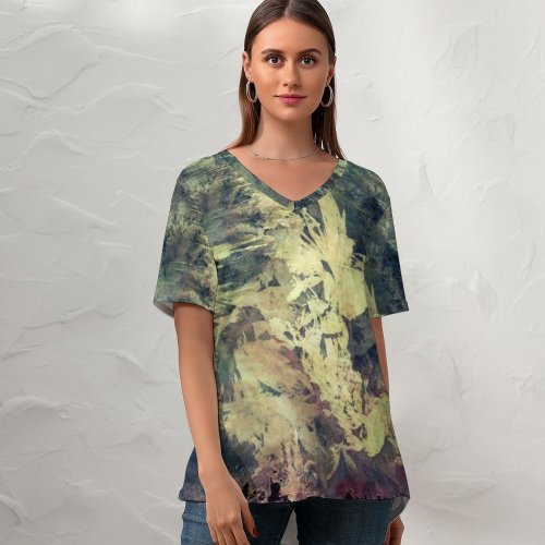 yanfind V Neck T-shirt for Women From Satellite Landscape Aerial Wallpapers Sandy Mountain Australia Outdoors Scenery Above Summer Top  Short Sleeve Casual Loose