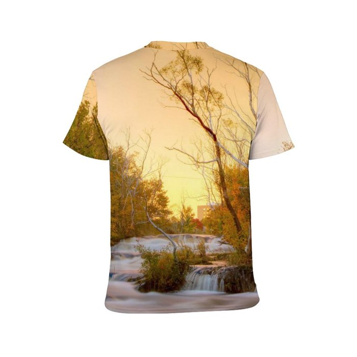 yanfind Adult Full Print Tshirts (men And Women) Autumn Beautiful Boulders Cascade Creek Exposure Fall Flow Flowing Fluid Foliage