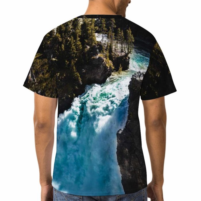 yanfind Adult Full Print T-shirts (men And Women) Wood Landscape Winter Tree River Travel Rock Outdoors Scenic Daylight