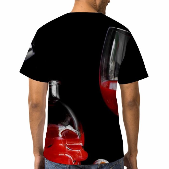 yanfind Adult Full Print T-shirts (men And Women) Reflection Still Christmas Champagne Bottle Liquor Isolate Merlot Glass Items