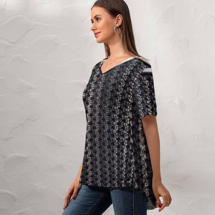 yanfind V Neck T-shirt for Women Engineering Tone Audio Nightlife Celebrate Wallpapers Dancing Sound Happy Electronics Artist Summer Top  Short Sleeve Casual Loose