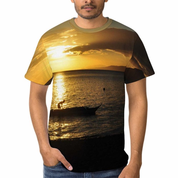 yanfind Adult Full Print Tshirts (men And Women) Lobo Batangas Philippines Sunset Beach Shore Boat Fisherman Landscape Sea Ocean Clouds