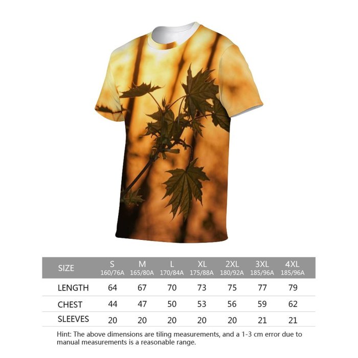 yanfind Adult Full Print Tshirts (men And Women) Autumn Beautiful Colorful Foliage Forest Leaf Light Outdoor Peaceful Scene Sunset Tree