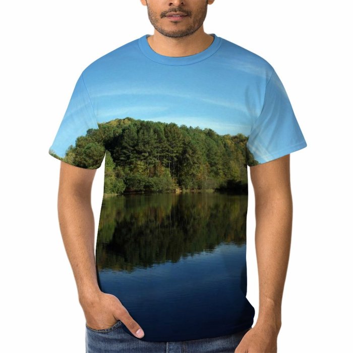 yanfind Adult Full Print Tshirts (men And Women) Landscapes Trees Lakes Sky Autumn Fall Seasons Leaves Colorful