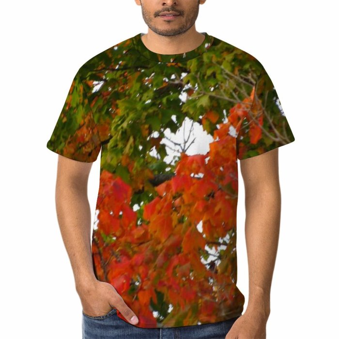 yanfind Adult Full Print Tshirts (men And Women) Leaves Autumn Fall Tree