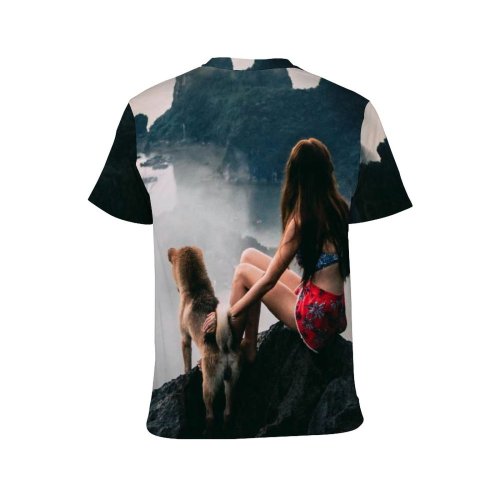 yanfind Adult Full Print T-shirts (men And Women) Landscape Sunset Storm Girl Fog Mist Evening Travel Waterfall Rock Outdoors