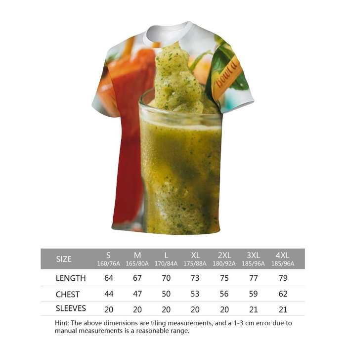 yanfind Adult Full Print T-shirts (men And Women) Summer Cocktail Glass Leaf Health Homemade Delicious Tropical Lime Juice Smoothie