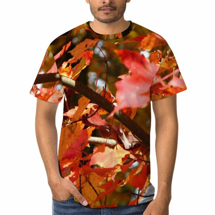 yanfind Adult Full Print Tshirts (men And Women) Autumn Fall Leaves Trees Plants