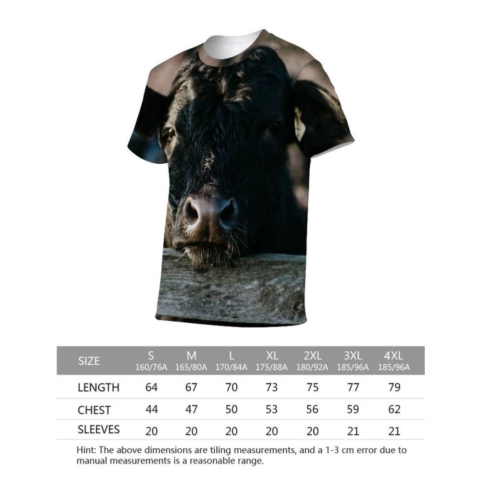 yanfind Adult Full Print T-shirts (men And Women) Landscape Field Countryside Agriculture Grass Outdoors Bull Rural Country Pasture Daylight
