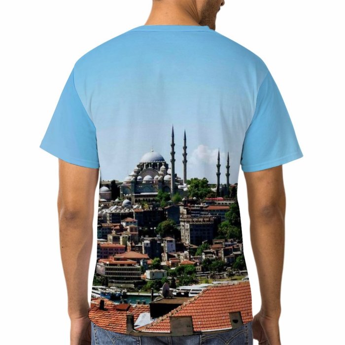 yanfind Adult Full Print T-shirts (men And Women) Sea City Rooftop Building Boat Roof Architecture Travel Church Outdoors Sight Tourism