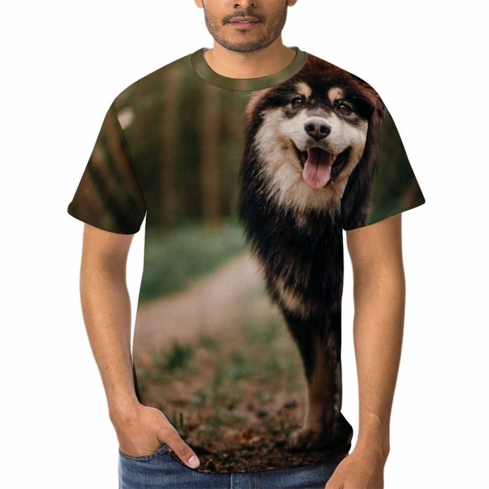 yanfind Adult Full Print T-shirts (men And Women) Wood Pet Cute Grass Fur Wolf Fall Portrait Outdoors Wildlife Daylight