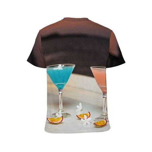yanfind Adult Full Print T-shirts (men And Women) Sand Relaxation Summer Cocktail Glass Travel Reflection Outdoors Tropical Still Vodka