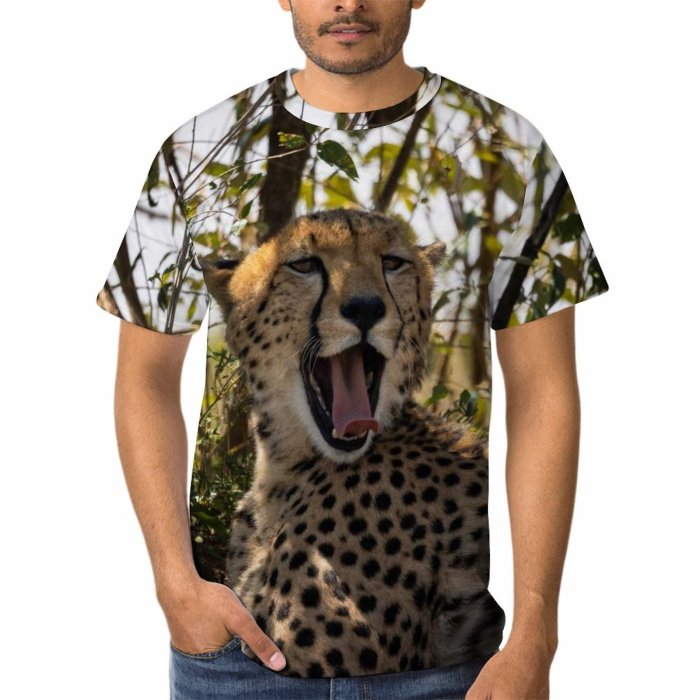 yanfind Adult Full Print T-shirts (men And Women) Grass Fur Cat Wild Hunter Leopard Safari Wildlife Danger Carnivore