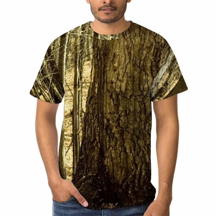yanfind Adult Full Print Tshirts (men And Women) Autumn Backdrop Beautiful Colorful Forest Golden Ground Landscape Leaves November October Outdoor