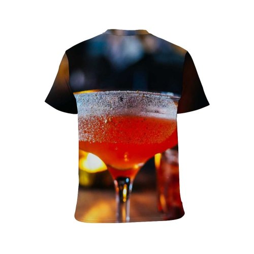 yanfind Adult Full Print T-shirts (men And Women) Wood Dark Bar Party Cocktail Glass Wine Nightlife Vodka Whisky Liqueur