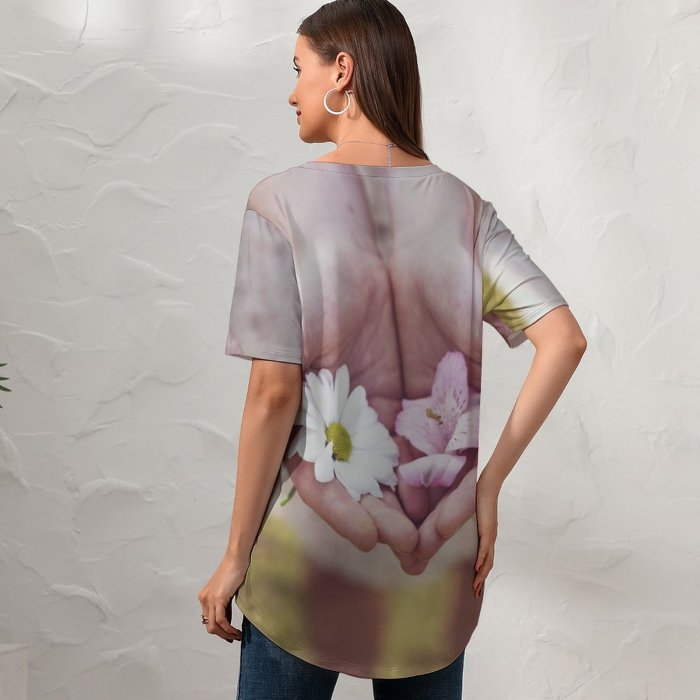 yanfind V Neck T-shirt for Women Třebíč Give Czechia Spring Flora Flowers Wallpapers Closeup Plant Bloom Relax Summer Top  Short Sleeve Casual Loose