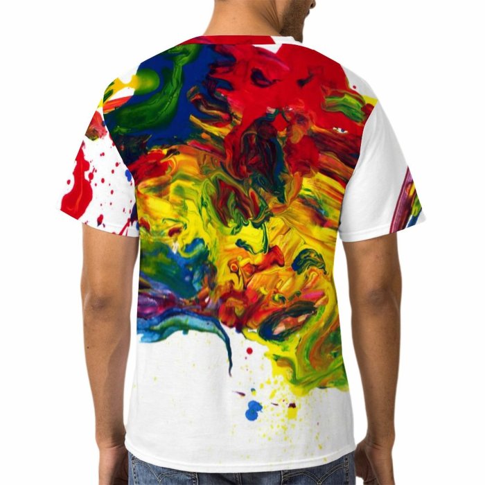 yanfind Adult Full Print T-shirts (men And Women) Abstract Acrylic Texture Smeared Colorful