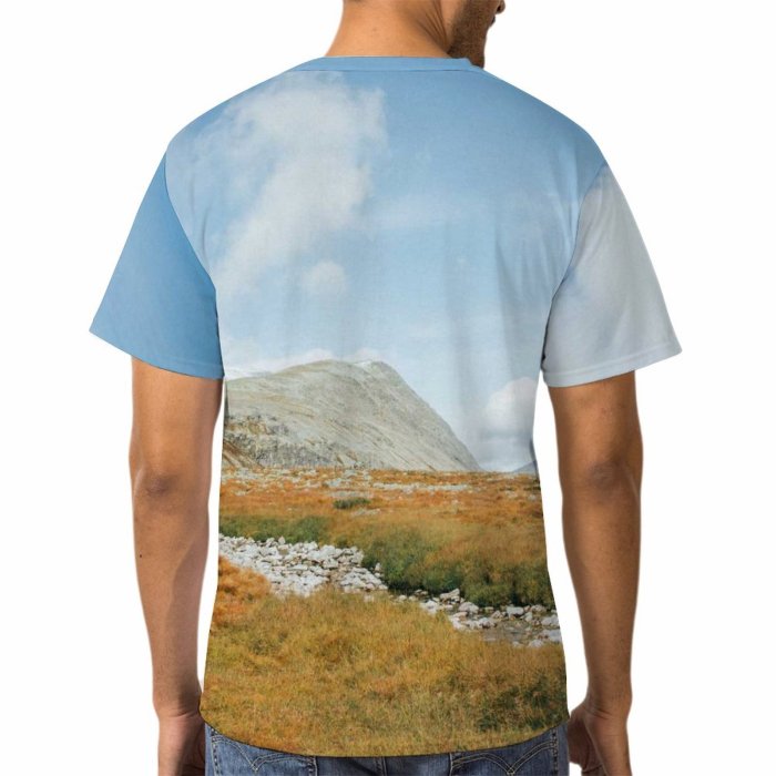 yanfind Adult Full Print T-shirts (men And Women) Snow Summer Hill Grass Lake High Fall Travel Rock Volcano Outdoors Valley