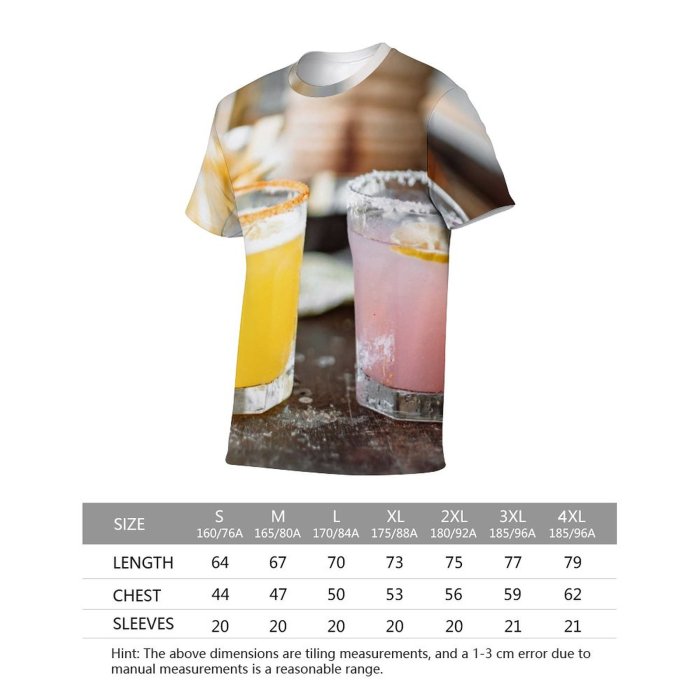 yanfind Adult Full Print T-shirts (men And Women) Wood Cocktail Glass Tea Sugar Juice Health Homemade Traditional Delicious Tropical Vodka