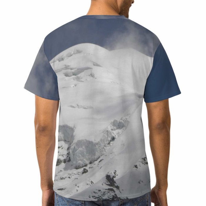 yanfind Adult Full Print Tshirts (men And Women) Mountains Snow Landscape Sky Clouds Winter Trees Cliffs