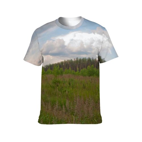 yanfind Adult Full Print Tshirts (men And Women) Landscape Trees Hill Grass Summer Sky