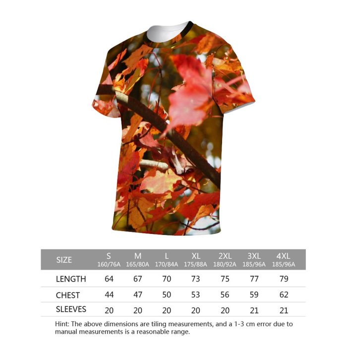 yanfind Adult Full Print Tshirts (men And Women) Autumn Fall Leaves Trees Plants