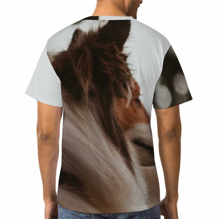 yanfind Adult Full Print T-shirts (men And Women) Snow Winter Dog Pet Cute Fur Wolf Portrait Outdoors Side
