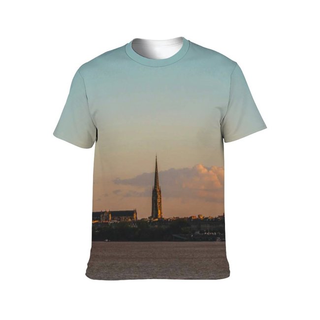 yanfind Adult Full Print T-shirts (men And Women) Sea City Dawn Landscape Evening Architecture Travel Reflection Church Dusk