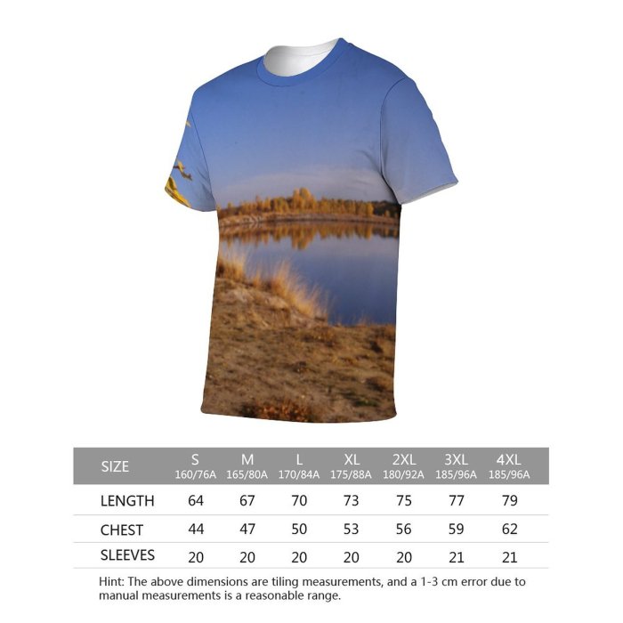 yanfind Adult Full Print T-shirts (men And Women) Landscape Trees Lake Sky Leaves Grass