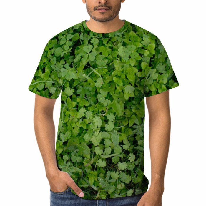 yanfind Adult Full Print T-shirts (men And Women) Summer Texture Garden Abstract Agriculture Grass Leaf Flora Growth Soil Clover Greenery