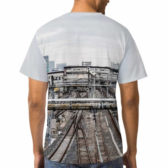 yanfind Adult Full Print T-shirts (men And Women) Road Traffic Train Architecture Travel Station Outdoors Iron Urban Locomotive Logistics