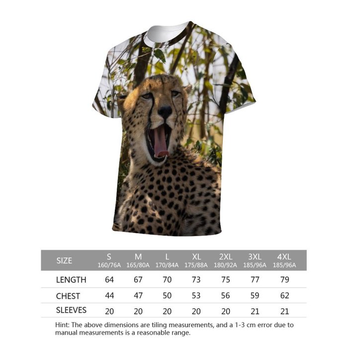 yanfind Adult Full Print T-shirts (men And Women) Grass Fur Cat Wild Hunter Leopard Safari Wildlife Danger Carnivore