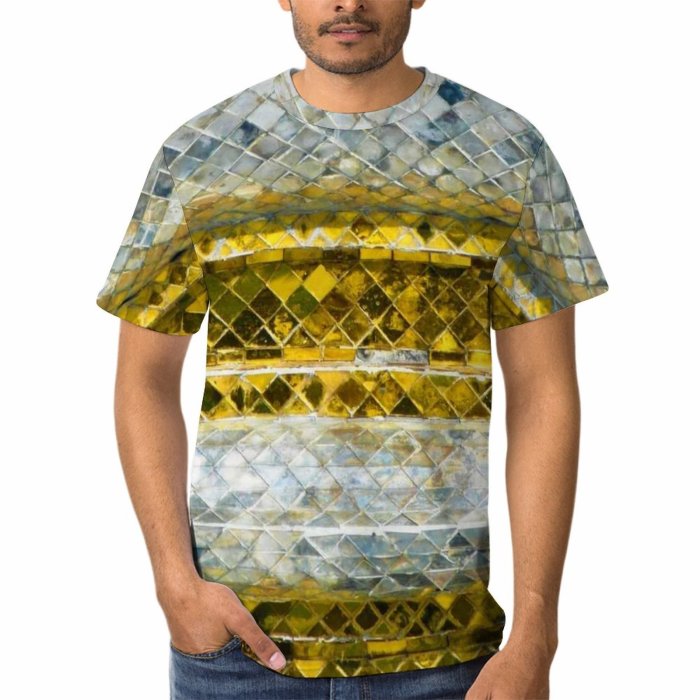 yanfind Adult Full Print Tshirts (men And Women) Texture Abstract Glass Backdrop Beautiful Christmas Design Elegance Gilded Glamour