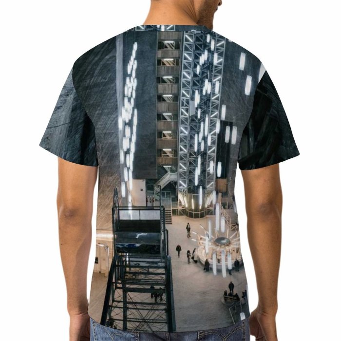 yanfind Adult Full Print T-shirts (men And Women) Light City Dark Building Train Vehicle Architecture Travel Outdoors Urban