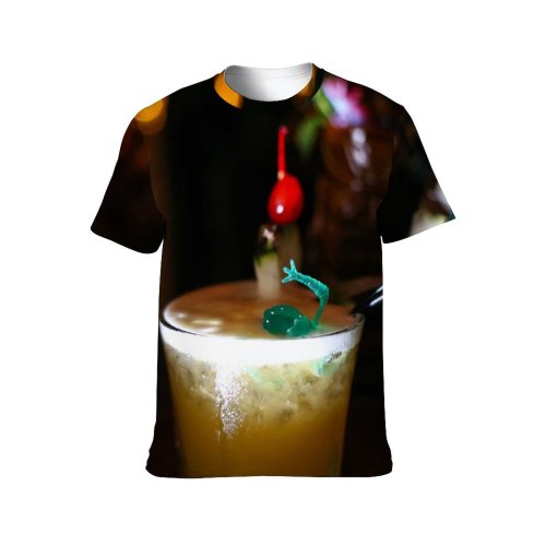 yanfind Adult Full Print T-shirts (men And Women) Wood Coffee Dark Bar Party Cocktail Winter Glass Tea Christmas Nightlife