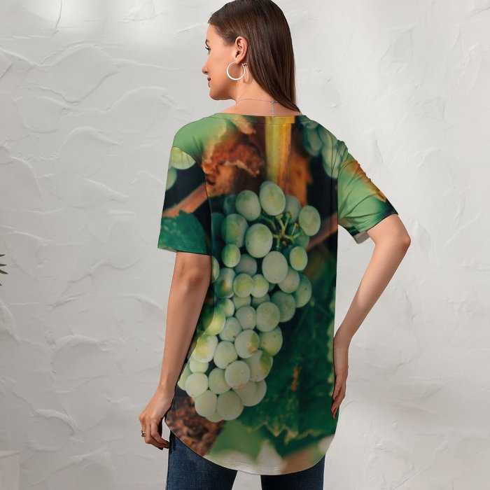 yanfind V Neck T-shirt for Women Leafe Spain Flora Vine Grapes Frontera Wallpapers Plant De Produce Pérez Summer Top  Short Sleeve Casual Loose