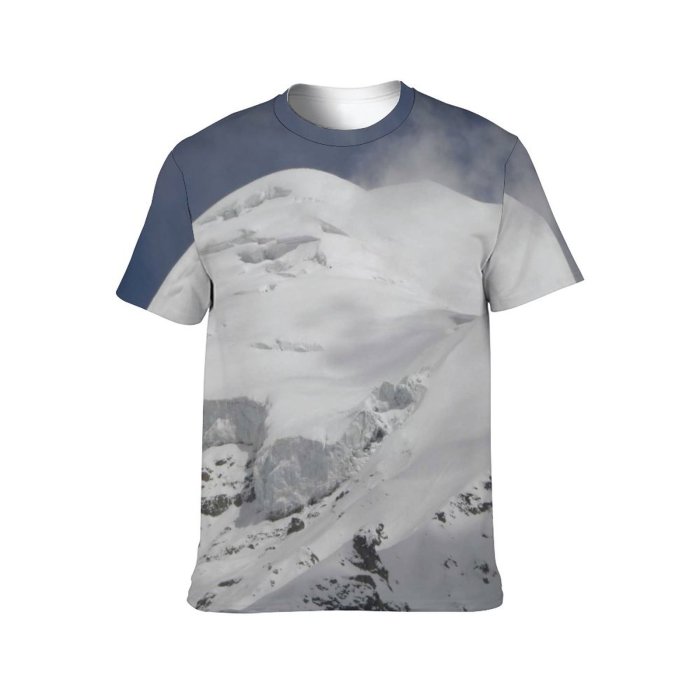 yanfind Adult Full Print Tshirts (men And Women) Mountains Snow Landscape Sky Clouds Winter Trees Cliffs