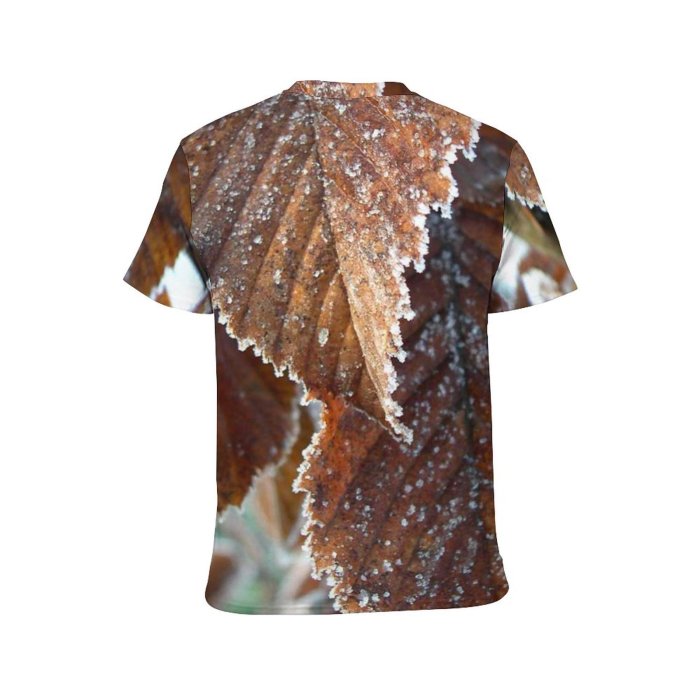 yanfind Adult Full Print Tshirts (men And Women) Leaves Leaf Frost Winter Frozen Leafs Autumn Texture