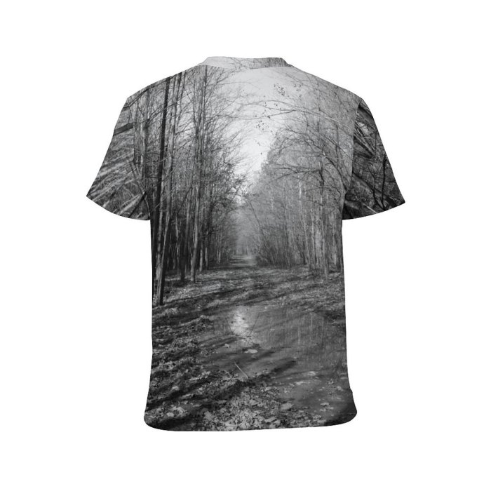 yanfind Adult Full Print Tshirts (men And Women) Fall Path Leaves B&w Woods Trees Forest Bspo06