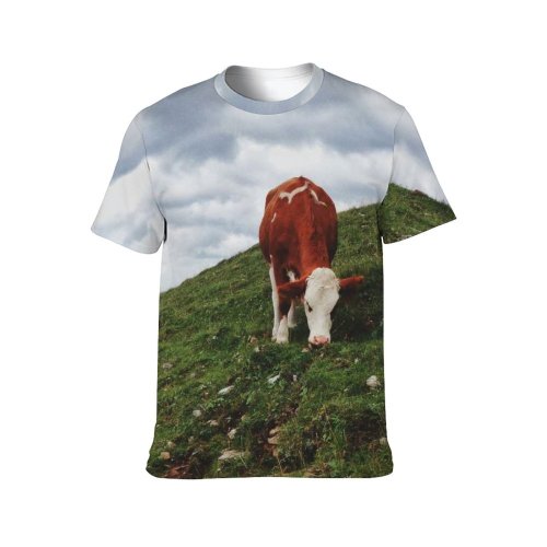 yanfind Adult Full Print T-shirts (men And Women) Landscape Field Summer Countryside Agriculture Farm Grass Travel Outdoors Rural Farmland Pasture
