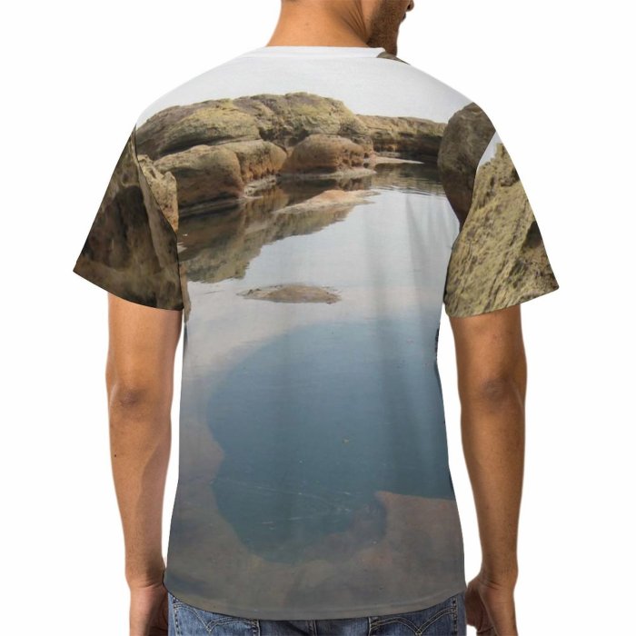 yanfind Adult Full Print Tshirts (men And Women) Flow River Lake Landscape Rock Rocky Cliff