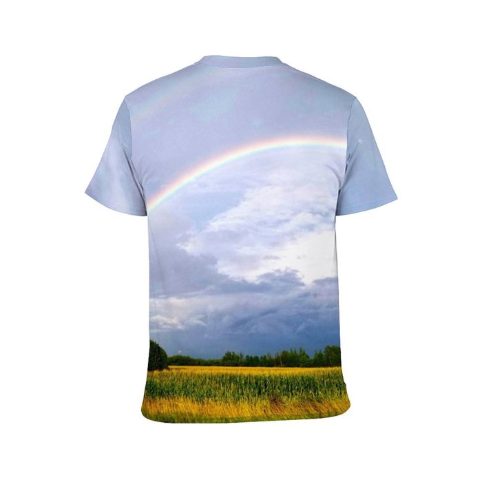 yanfind Adult Full Print T-shirts (men And Women) Landscape Field Storm Summer Agriculture Farm Grass Cloud Grassland Outdoors