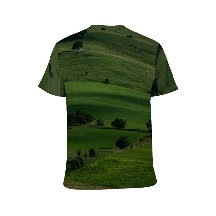 yanfind Adult Full Print T-shirts (men And Women) Landscape Countryside Hill Agriculture Farm Tree Grassland Valley Cow Sheep Pasture Farmhouse
