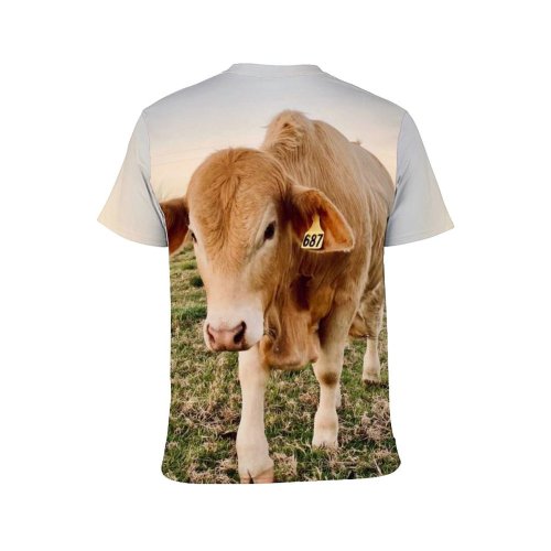 yanfind Adult Full Print T-shirts (men And Women) Landscape Summer Countryside Agriculture Milk Cow Rural Farmland Pasture Dairy Cattle Hayfield