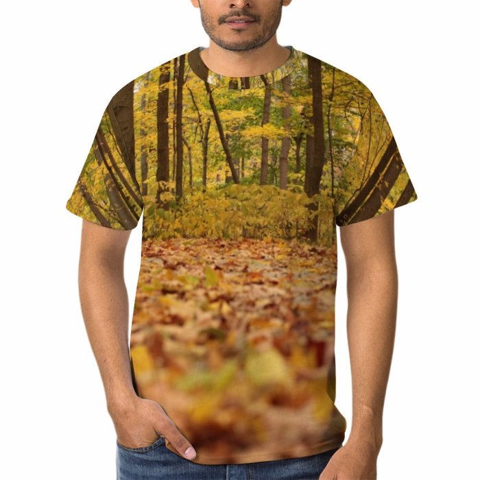 yanfind Adult Full Print Tshirts (men And Women) Fall Woods Trees Leafs Autumn