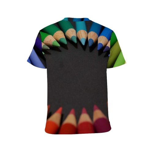 yanfind Adult Full Print T-shirts (men And Women) Wood Art School Creativity College Palette Rainbow Coloring Spectrum Gradation Motley