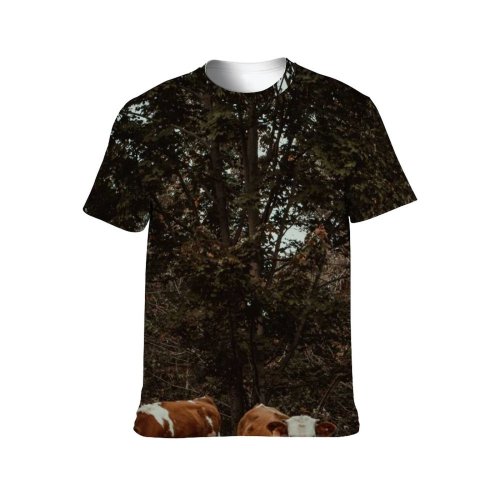 yanfind Adult Full Print T-shirts (men And Women) Wood Road Landscape Countryside Agriculture Farm Grass Leaf Fall Outdoors Rural Daylight