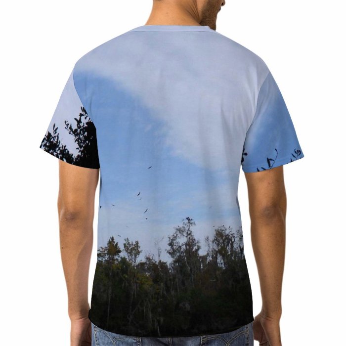 yanfind Adult Full Print Tshirts (men And Women) Flora River Landscape Sky Clouds Trees Treetops Natural Birds